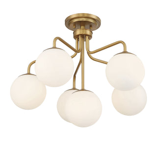 Marco Six Light Semi-Flush Mount in Warm Brass