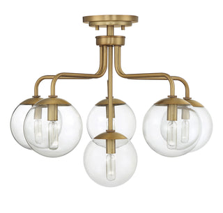 Marco Six Light Semi-Flush Mount in Warm Brass