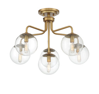 Marco Six Light Semi-Flush Mount in Warm Brass