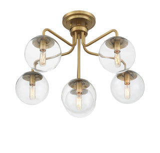 Marco Six Light Semi-Flush Mount in Warm Brass