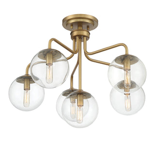 Marco Six Light Semi-Flush Mount in Warm Brass