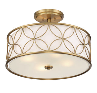 Reid Four Light Semi-Flush Mount in Warm Brass