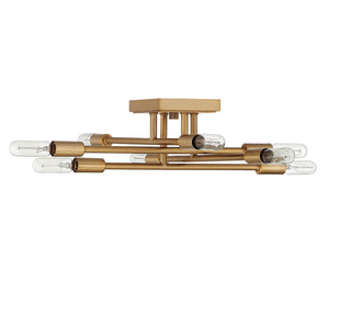 Lyrique Eight Light Semi-Flush Mount in Warm Brass
