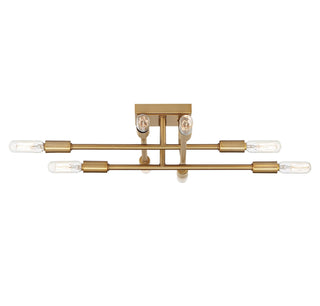 Lyrique Eight Light Semi-Flush Mount in Warm Brass