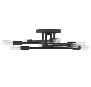 Lyrique Eight Light Semi-Flush Mount in Matte Black