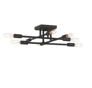 Lyrique Eight Light Semi-Flush Mount in Matte Black