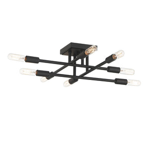 Lyrique Eight Light Semi-Flush Mount in Matte Black