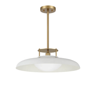Gavin One Light Pendant in White with Warm Brass Accents