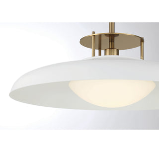 Gavin One Light Pendant in White with Warm Brass Accents