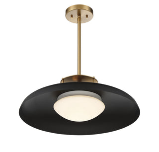 Gavin One Light Pendant in Matte Black with Warm Brass Accents
