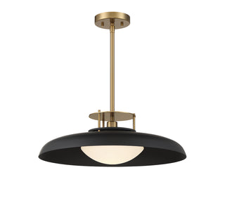Gavin One Light Pendant in Matte Black with Warm Brass Accents