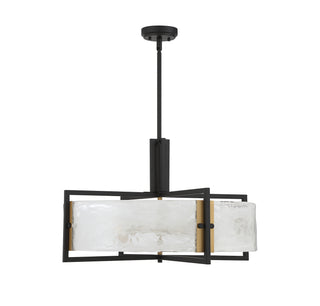 Hayward Five Light Pendant in Matte Black with Warm Brass Accents