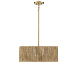 Ashe Four Light Pendant in Warm Brass and Rope