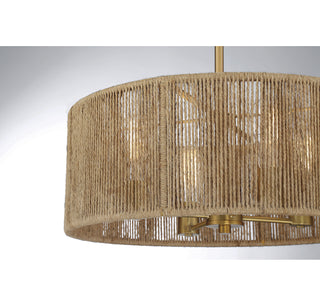 Ashe Four Light Pendant in Warm Brass and Rope