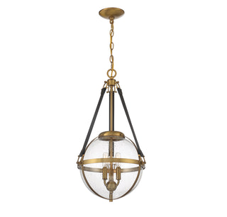 Bozeman Three Light Pendant in Warm Brass