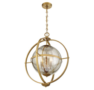 Pearl Three Light Pendant in Warm Brass