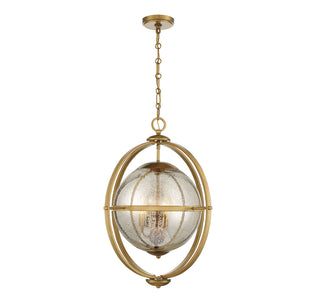 Pearl Three Light Pendant in Warm Brass