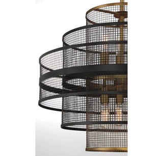 Kelvin Six Light Pendant in Matte Black with Warm Brass Accents