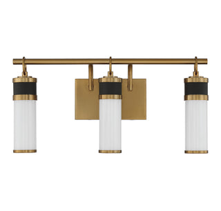 Abel LED Bathroom Vanity in Matte Black with Warm Brass Accents
