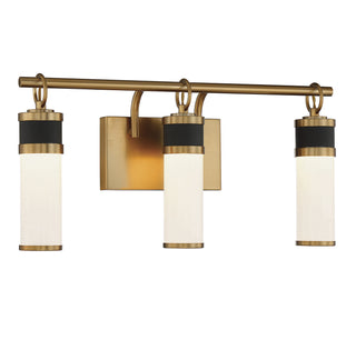 Abel LED Bathroom Vanity in Matte Black with Warm Brass Accents