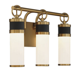 Abel LED Bathroom Vanity in Matte Black with Warm Brass Accents