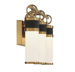 Abel LED Bathroom Vanity in Matte Black with Warm Brass Accents