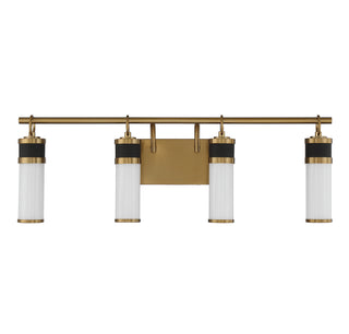 Abel LED Bathroom Vanity in Matte Black with Warm Brass Accents