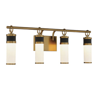 Abel LED Bathroom Vanity in Matte Black with Warm Brass Accents