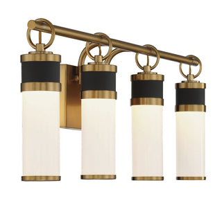 Abel LED Bathroom Vanity in Matte Black with Warm Brass Accents