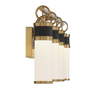 Abel LED Bathroom Vanity in Matte Black with Warm Brass Accents