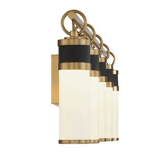 Abel LED Bathroom Vanity in Matte Black with Warm Brass Accents
