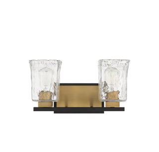 Sidney Two Light Bathroom Vanity in Matte Black with Warm Brass Accents