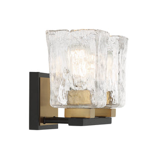 Sidney Two Light Bathroom Vanity in Matte Black with Warm Brass Accents