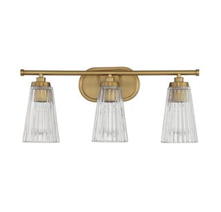 Chantilly Three Light Bathroom Vanity in Warm Brass