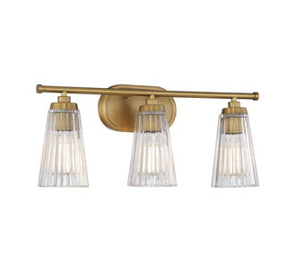 Chantilly Three Light Bathroom Vanity in Warm Brass