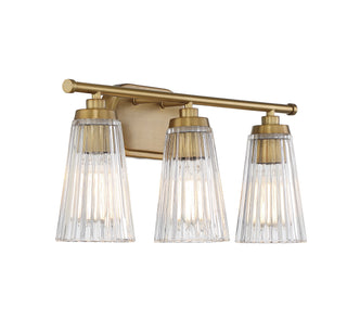 Chantilly Three Light Bathroom Vanity in Warm Brass