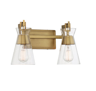 Lakewood Two Light Bathroom Vanity in Warm Brass