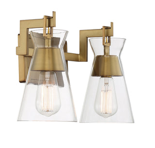 Lakewood Two Light Bathroom Vanity in Warm Brass