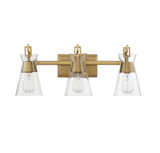 Lakewood Three Light Bathroom Vanity in Warm Brass