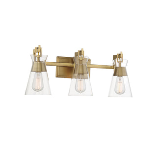 Lakewood Three Light Bathroom Vanity in Warm Brass
