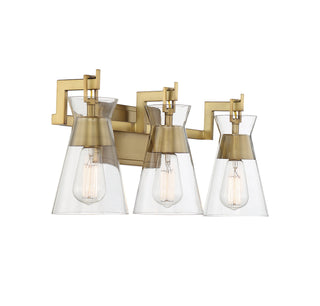 Lakewood Three Light Bathroom Vanity in Warm Brass