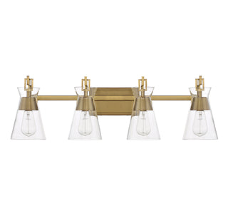 Lakewood Four Light Bathroom Vanity in Warm Brass