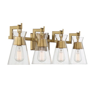 Lakewood Four Light Bathroom Vanity in Warm Brass