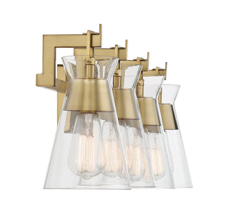 Lakewood Four Light Bathroom Vanity in Warm Brass