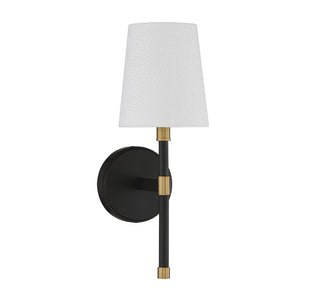 Brody One Light Wall Sconce in Matte Black with Warm Brass Accents