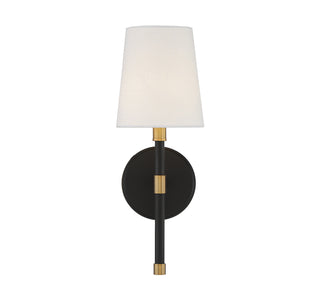 Brody One Light Wall Sconce in Matte Black with Warm Brass Accents
