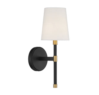 Brody One Light Wall Sconce in Matte Black with Warm Brass Accents