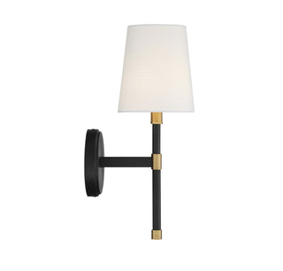 Brody One Light Wall Sconce in Matte Black with Warm Brass Accents