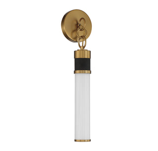 Abel LED Wall Sconce in Matte Black with Warm Brass Accents