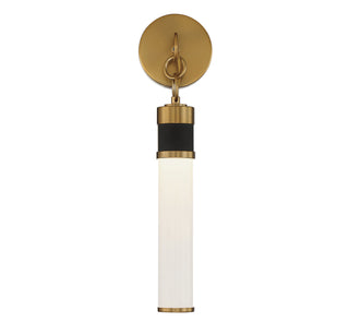 Abel LED Wall Sconce in Matte Black with Warm Brass Accents